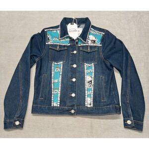 NWT Custom‎ Embellished Miami Dolphins Denim Bling Jacket Womens Medium